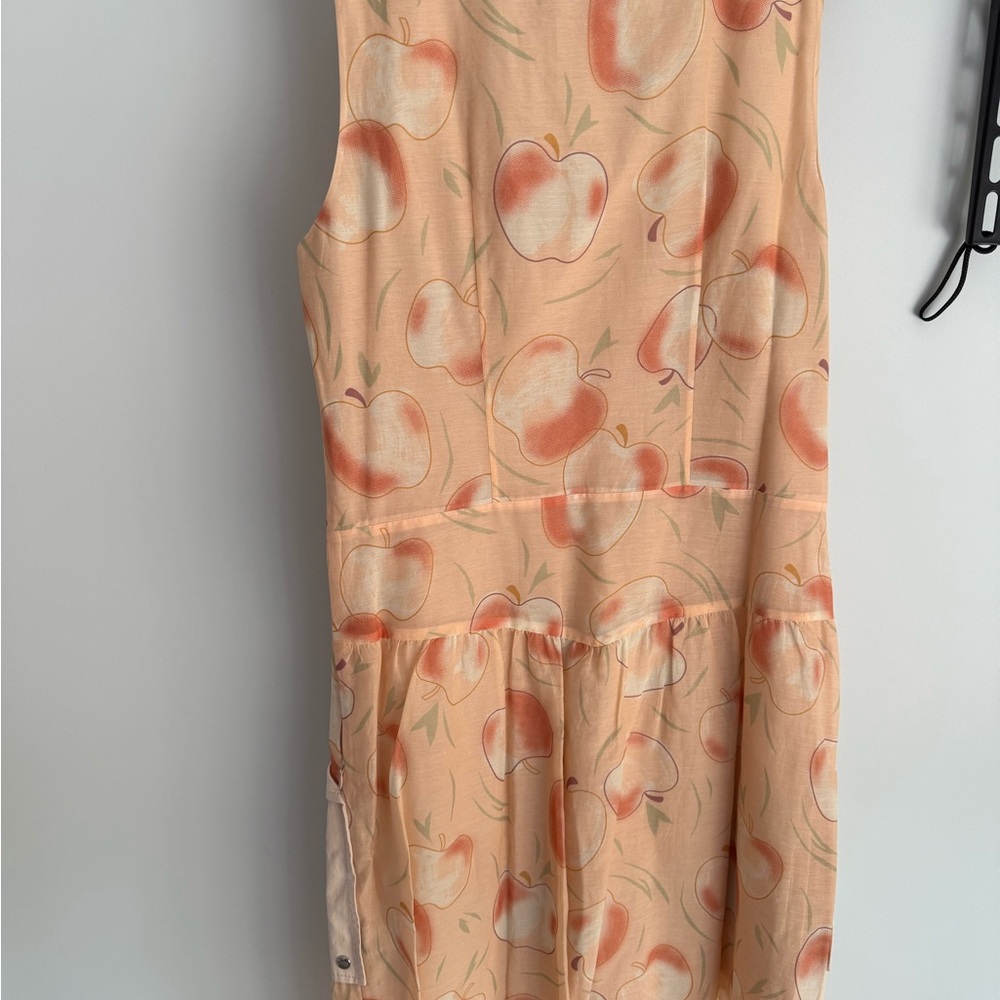 Coach Orange Pink Pleated Midi Sundress